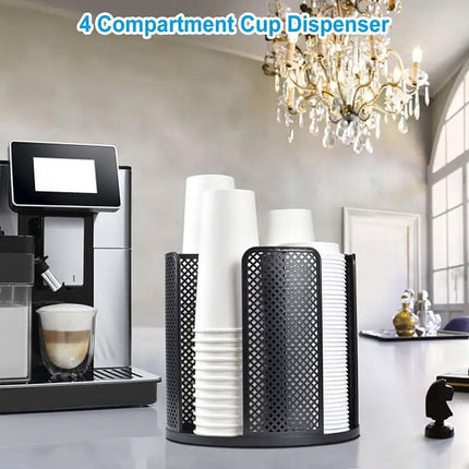Paper Cup Holder Organizer Swivel Compartment Cup Picker Drink Storage Stand