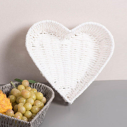 Woven Storage Basket Heart Shaped Bread Basket for Serving and Organizing Items