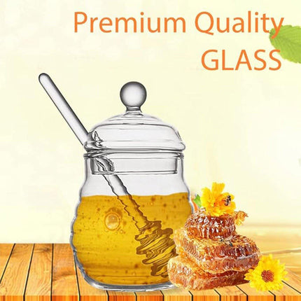 Clear Glass Honey Jar with Lid Kitchen Storage Container for Honey or Jam