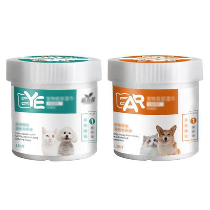 130pcs Wipes Wet Pet Eye/Ear Dog Cat Tear Stain Remover Cleaning Paper Wipes - Aimall