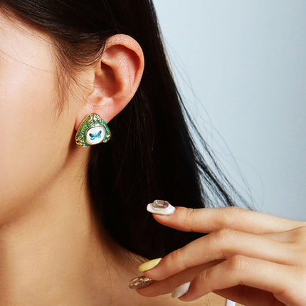 Chinese Green Butterfly Earrings Elegant Fashion Jewelry for Women Gift