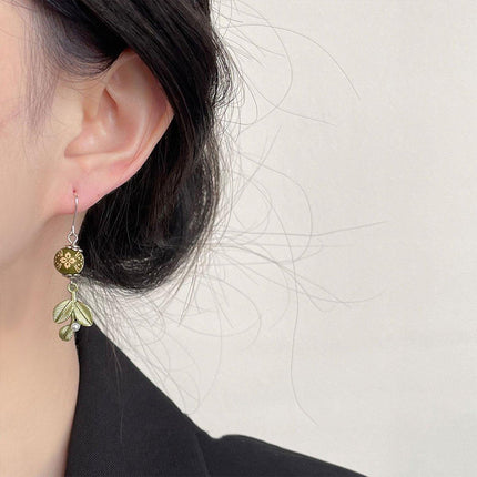 Chinese Leaf Art Earrings Vintage Style Jewelry for Women Fashion Accessory