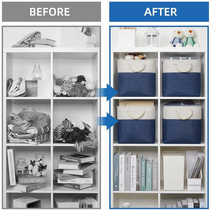 Large Linen Fabric Laundry Basket Home Storage Basket Dirty Clothes Bin Foldable