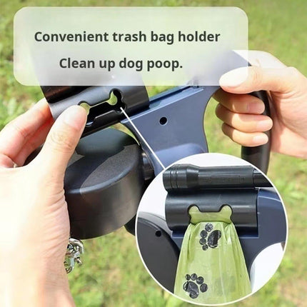 Retractable Lead Leash 360 Swivel Dual Doggie One-to-Two Traction Rope Pet Dog