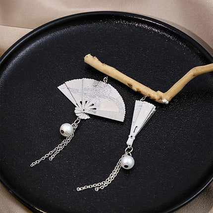 Chinese Style Vintage Fan Earrings Foldable Design Fashion Jewellery for Women