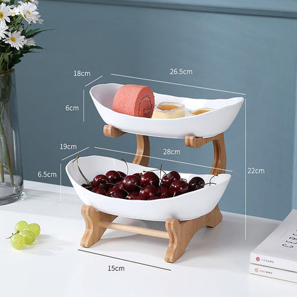 Modern Multi-layer Bamboo Fruit Snack Plate Rack Creative Living Room Plate Rack
