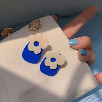 Klein Blue Flower Earrings for Women Fashion Jewelry Elegant Gift for Her