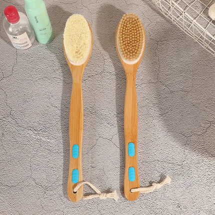 Double-sided Wooden Bristle Shower Bath Body Brush Long Handle Back Scrubber