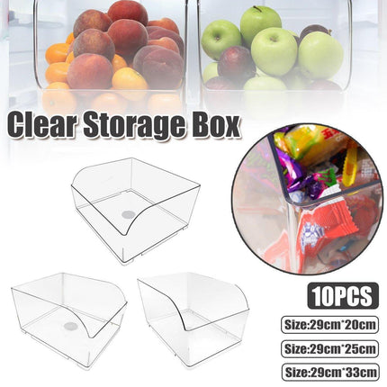 10PCS Clear Plastic Storage Box Set Food Supermarket Display Organizer Container