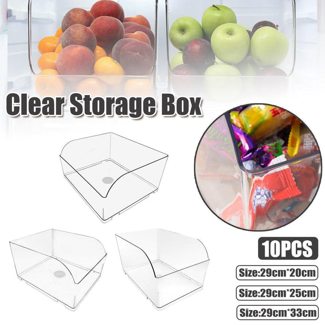 10PCS Clear Plastic Storage Box Set Food Supermarket Display Organizer Container