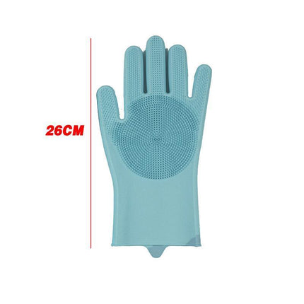 Magic Gloves Dish Washing Silicone Rubber Scrubber Cleaning Glove Waterproof - Aimall
