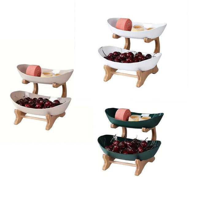 Modern Multi-layer Bamboo Fruit Snack Plate Rack Creative Living Room Plate Rack