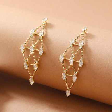 Luxury Diamond-shaped Geometric Hollow Stud Earrings Women Fashion Jewelry