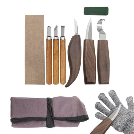 10PCS Wood Carving Tools Set Woodworking Whittling Chisels Cutters Hand Tool Kit