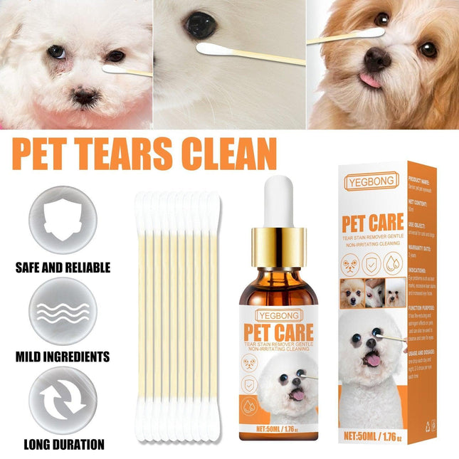 Pet Eye Tear Stain Remover Drops Wash for Dogs and Cats Cleans Eye Discharge