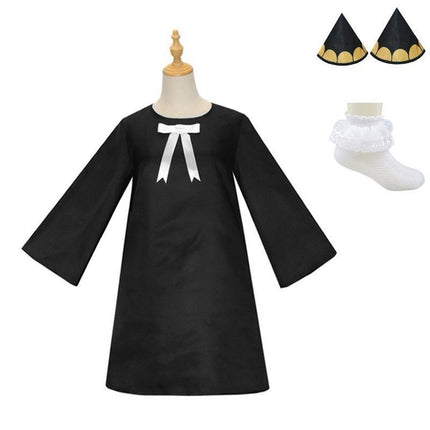 Anime SPY×FAMILY Anya Forger Cosplay Costume Women Girls Black Dress Outfits AU - Aimall