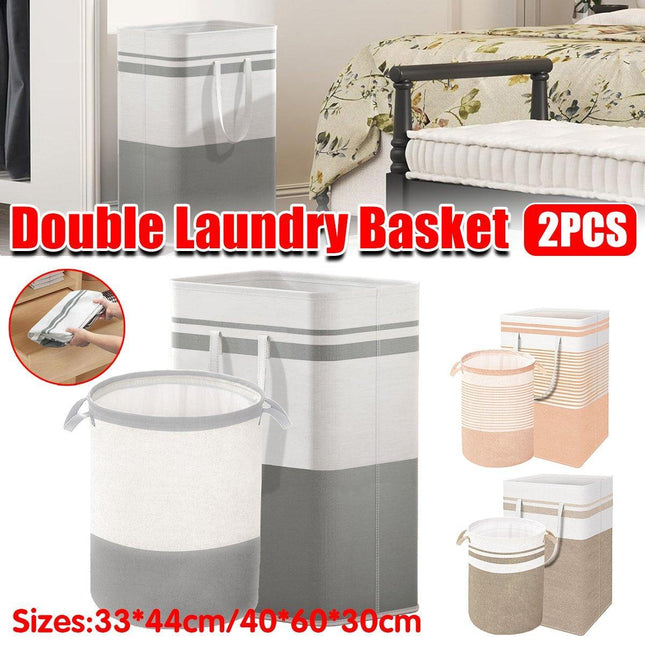 Foldable Canvas Laundry Basket for Dirty Clothes Storage Bag Hamper Organizer