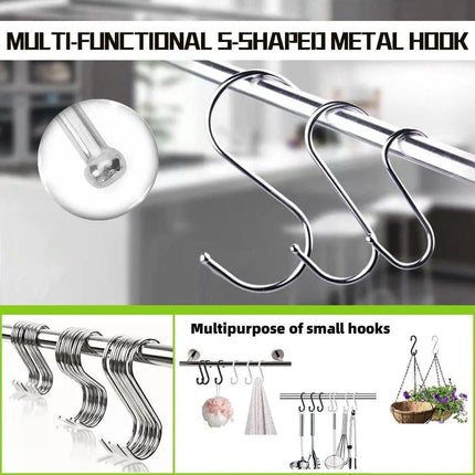 7cm Stainless Steel S Shape Hooks Kitchen Hanger Rack Clothes Hanging Plant Holders - Aimall