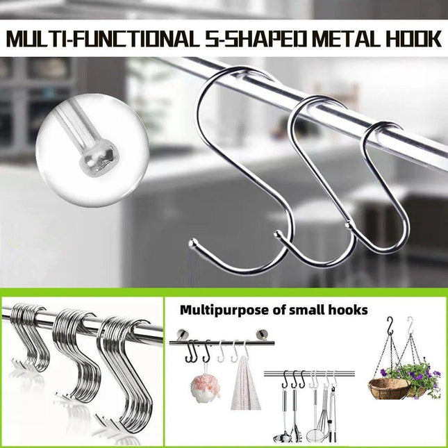 7cm Stainless Steel S Shape Hooks Kitchen Hanger Rack Clothes Hanging Plant Holders - Aimall