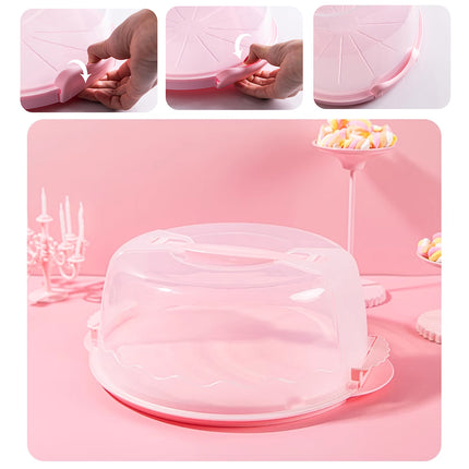 Reusable Plastic Cupcake Carrier Box Transparent Handle Cake Container