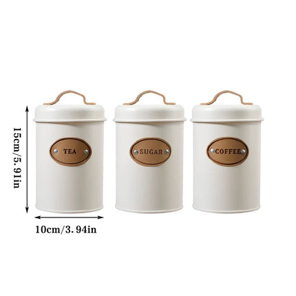 Kitchen Storage Canisters Set Metal Tea Coffee Sugar Jars Containers Retro