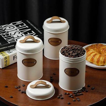 Kitchen Storage Canisters Set Metal Tea Coffee Sugar Jars Containers Retro