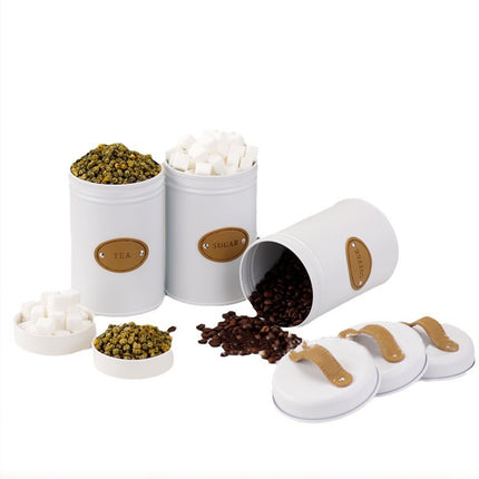 Kitchen Storage Canisters Set Metal Tea Coffee Sugar Jars Containers Retro