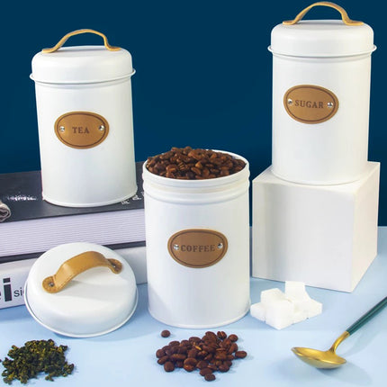 Kitchen Storage Canisters Set Metal Tea Coffee Sugar Jars Containers Retro