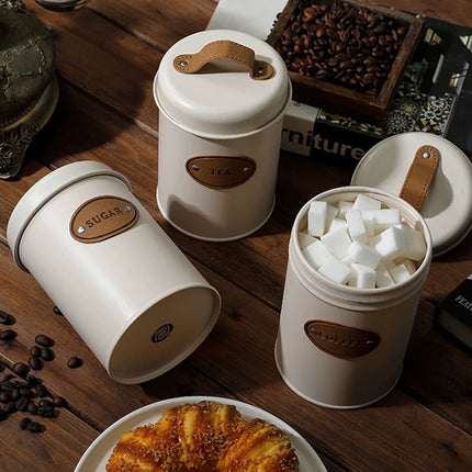 Kitchen Storage Canisters Set Metal Tea Coffee Sugar Jars Containers Retro