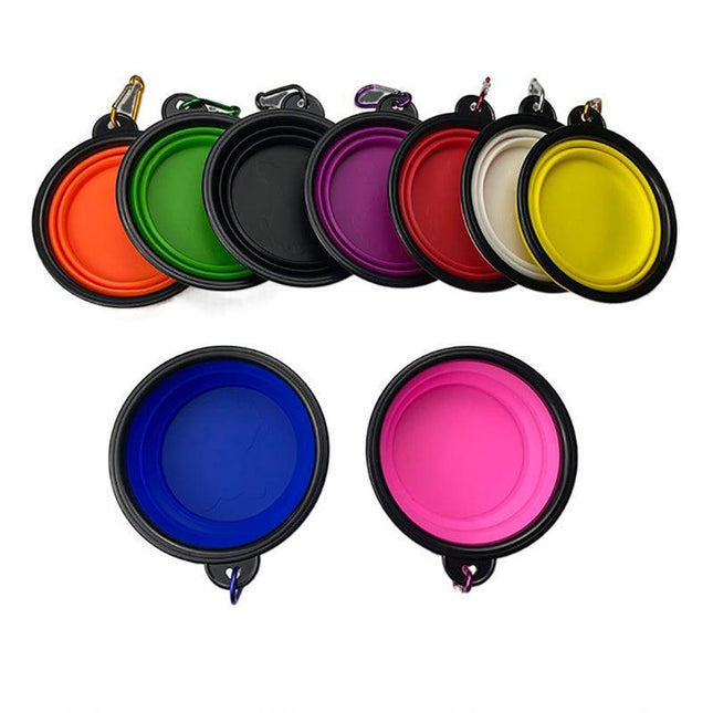 Portable Foldable Pet Bowl Collapsible Silicone Food Water Feeder Cat Dog Cat AU - Aimall