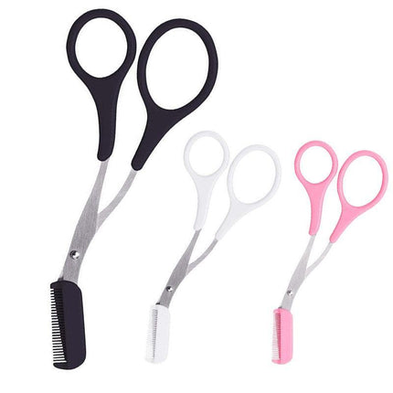 Stainless Steel Eyebrow Hair scissors Comb Makeup Trimmer Tweezers Tool New AU - Aimall