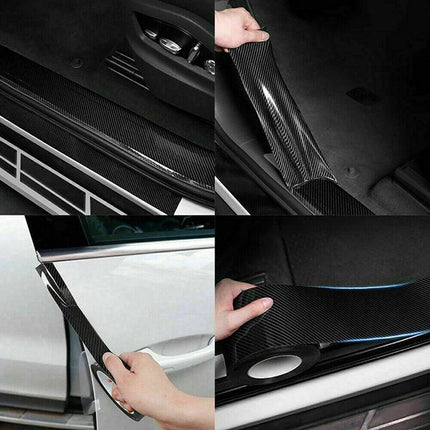 CarDoor Sill Protector Strip Carbon Fiber Bumper Sticker Rubber Trim Edge 5CM*3M - Aimall