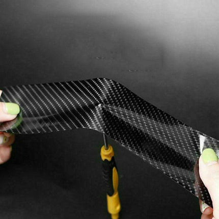 CarDoor Sill Protector Strip Carbon Fiber Bumper Sticker Rubber Trim Edge 5CM*3M - Aimall