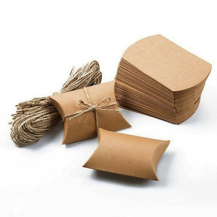 50pcs Xmas Candy Gift Box Bag Pillow Favor Kraft Paper Favour Gift Wedding Party - Aimall