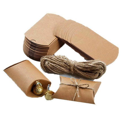 50pcs Xmas Candy Gift Box Bag Pillow Favor Kraft Paper Favour Gift Wedding Party - Aimall