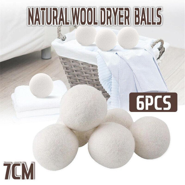 6PCS Wool Dryer Balls 100% Natural 7CM Hand Made Engergy Saving 1000 Loads AU - Aimall
