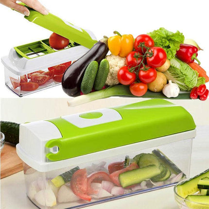 12IN1 A Food Slicer Dicer Nicer Container Chopper Peeler Vegetable Fruit Cutter - Aimall