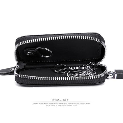 Genuine Leather Key Wallet Zipper Coin Bag Storage Card NFC Pouch Purse 4Colours - Aimall