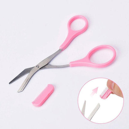 Stainless Steel Eyebrow Hair scissors Comb Makeup Trimmer Tweezers Tool New AU - Aimall