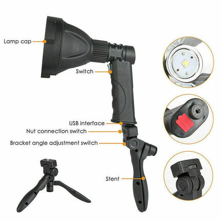 LED Handheld Spotlight Rechargeable Hunting Camping Flashlight Spot Light Torch - Aimall