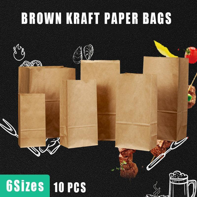 Brown Kraft Paper Bags Take Away Food Lolly Grocery Buffet Craft Gift Market Bag - Aimall