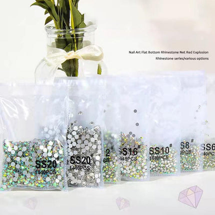 1440PCS Glitter Rhinestones Crystal Flat Clear Bottom Glass Nail Art Nail Drill - Aimall
