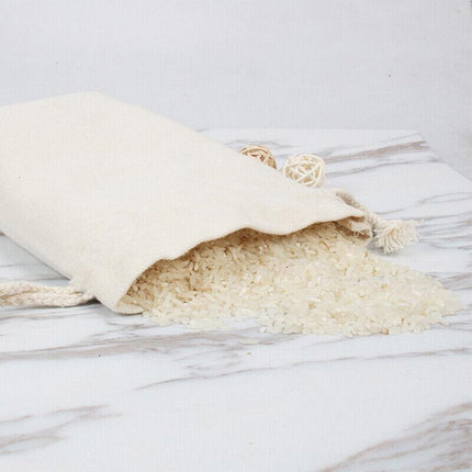 10-100x Canvas Bags Drawstring Storage Bag Bulk Linen Calico Cotton Tote Gift AU - Aimall