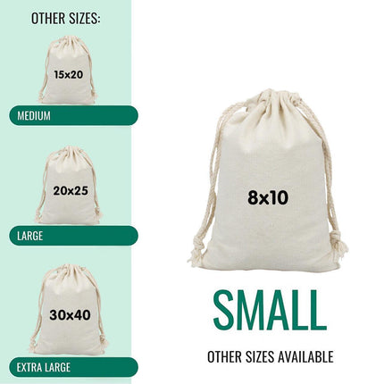 10-100x Canvas Bags Drawstring Storage Bag Bulk Linen Calico Cotton Tote Gift AU - Aimall