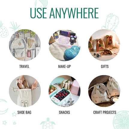 10-100x Canvas Bags Drawstring Storage Bag Bulk Linen Calico Cotton Tote Gift AU - Aimall