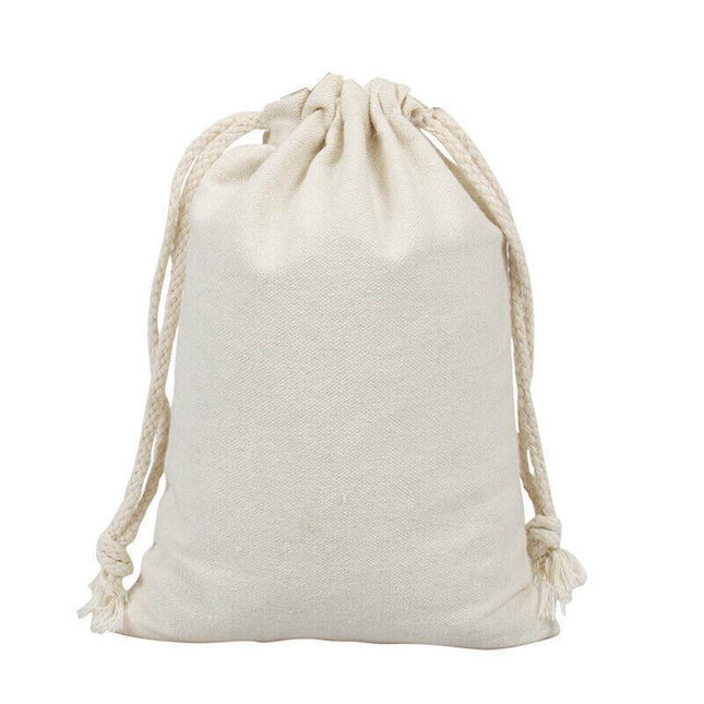 10-100x Canvas Bags Drawstring Storage Bag Bulk Linen Calico Cotton Tote Gift AU - Aimall