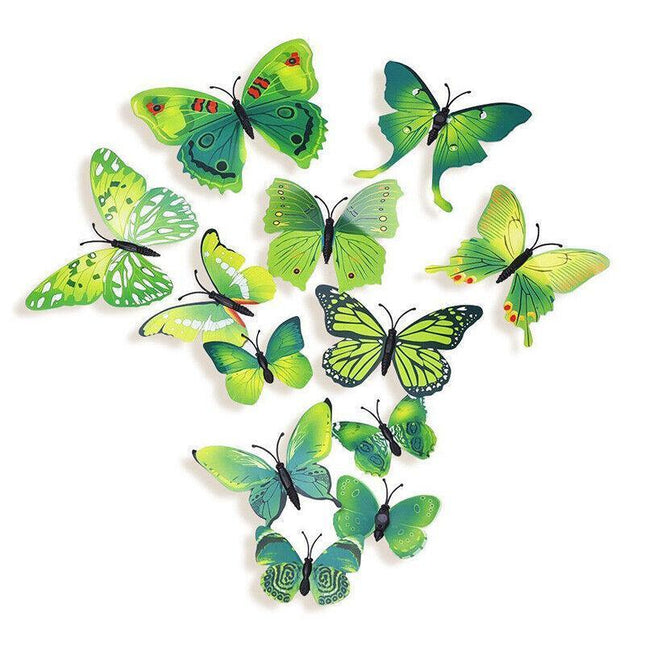 12PCS 3D Butterfly Wall Magnets Removable Sticker Decals Kids Art Nursery Decor - Aimall