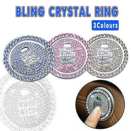 Bling crystal ring For car one key engine start stop decoration button Q3G2 AU - Aimall