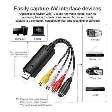 Video Grabber Capture USB Card Convert VCR VHS To Digital DVD for Windows 10 AU - Aimall