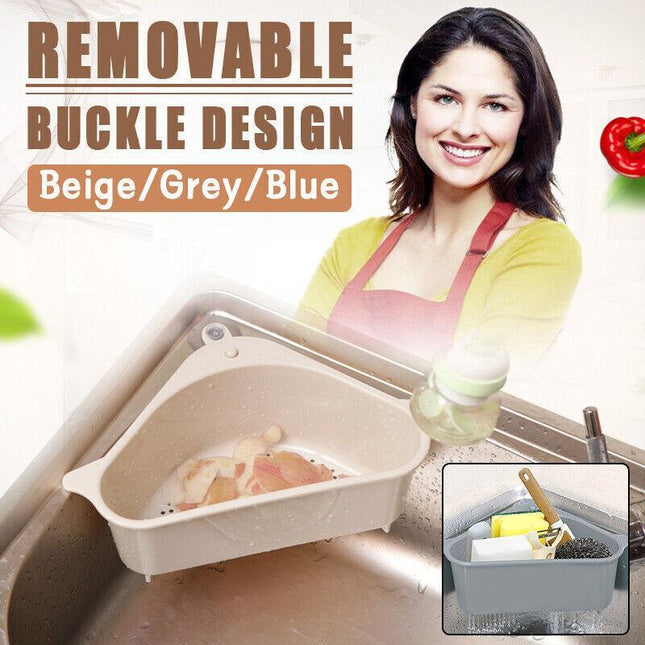 Triangle Sink Kitchen Storage Drain Basket Rack Shelf Holder Strainer Organizer - Aimall